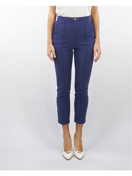 Straight trousers in technical fabric with clamp Elisabetta Franchi ELISABETTA FRANCHI | Pants | PA02346E2B75